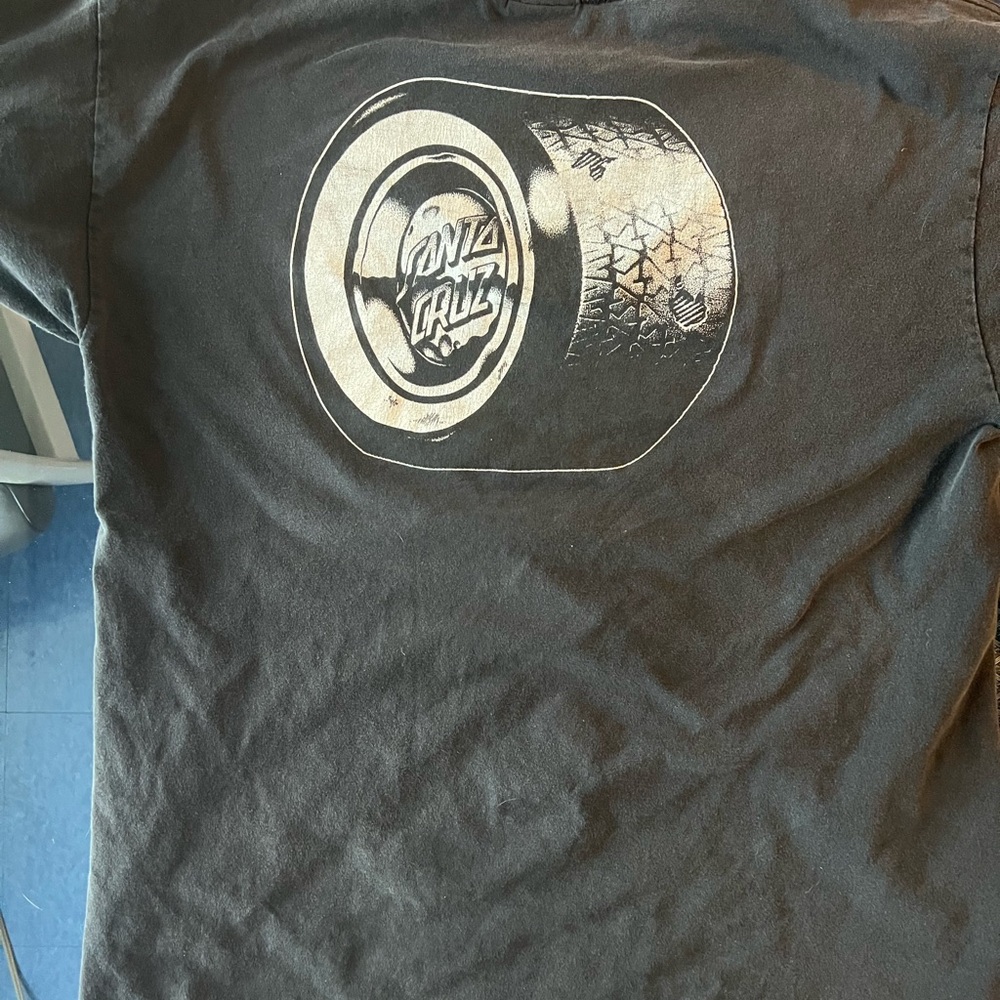 Santa Cruz Skateboards Black and Silver Graphic Tee